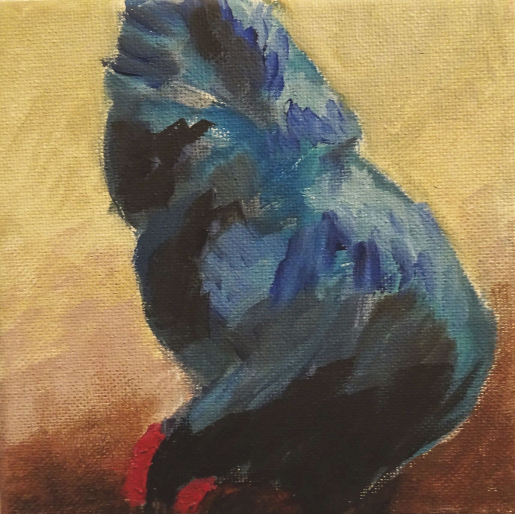 Bild von Franziska Morgner-Fanderl - Schwarzes Huhn, Öl, 15 x 15